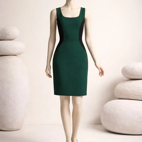 Robbi & Nikki Green & Black Sleeveless Dress. - Picture 1 of 5